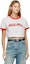 Shop (Women) MIU MIU Logo Print Short Sleeve Cropped T-Shirt White - SS24. MJN520-14ES-F0970