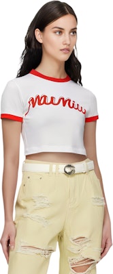 (Women) MIU MIU Logo Print Short Sleeve Cropped T-Shirt White - SS24. MJN520-14ES-F0970 Purchase (Women) MIU MIU Logo Print Short Sleeve Cropped T-Shirt White - SS24. MJN520-14ES-F0970