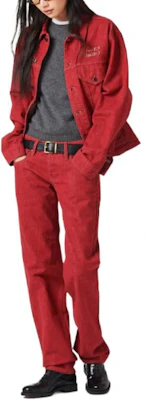 (W) MIU MIU Celana Jeans Denim Merah Low-Waist Loose Straight Casual. GWP516-143Z-F0011-S-OOO Lookbook (W) MIU MIU Celana Jeans Denim Merah Low-Waist Loose Straight Casual. GWP516-143Z-F0011-S-OOO