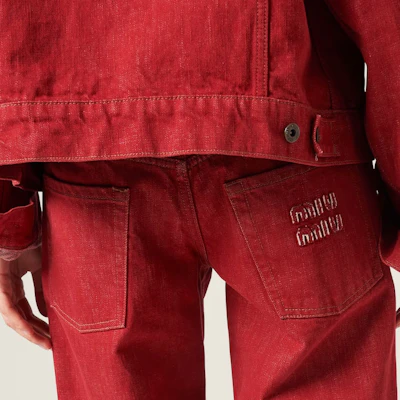 (W) MIU MIU Celana Jeans Denim Merah Low-Waist Loose Straight Casual. GWP516-143Z-F0011-S-OOO Purchase (W) MIU MIU Celana Jeans Denim Merah Low-Waist Loose Straight Casual. GWP516-143Z-F0011-S-OOO