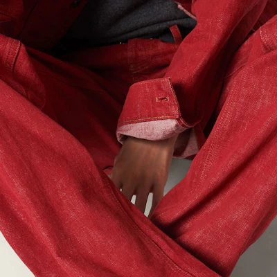 (W) MIU MIU Celana Jeans Denim Merah Low-Waist Loose Straight Casual. GWP516-143Z-F0011-S-OOO Details for (W) MIU MIU Celana Jeans Denim Merah Low-Waist Loose Straight Casual. GWP516-143Z-F0011-S-OOO