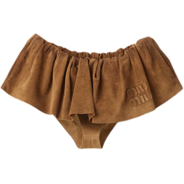 (Women) MIU MIU  Low-Waist Relaxed Logo Print Mini Skirt Grey Dove Color. MPD763-1421-F0277-S-OOO 圖 2