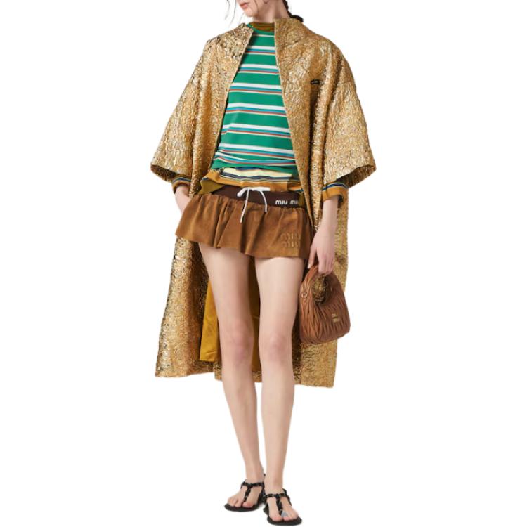 (Women) MIU MIU  Low-Waist Relaxed Logo Print Mini Skirt Grey Dove Color. MPD763-1421-F0277-S-OOO 圖 3