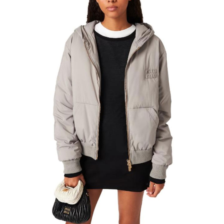 Shop (W) MIU MIU 大理石灰字母連帽長袖外套 ML997-13WT-F0AK9-S-232