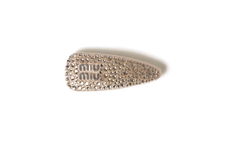 (Women) MIU MIU  Metal Letter Logo Hair Clip in Beige. 5IF092_2CPY_F0036