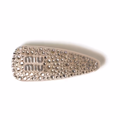 (Women) MIU MIU Metal Letter Logo Hair Clip in Beige. 5IF092_2CPY_F0036