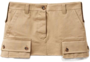 (Women) MIU MIU Mini Skirt with Belt Loops and Zip Pocket - Light Brown Casual Style MG1939-1UPX-F0065-S-231 (Women) MIU MIU Mini Skirt with Belt Loops and Zip Pocket - Light Brown Casual Style MG1939-1UPX-F0065-S-231