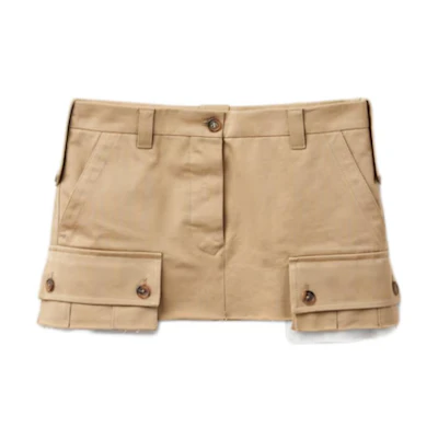 (Women) MIU MIU Mini Skirt with Belt Loops and Zip Pocket - Light Brown Casual Style MG1939-1UPX-F0065-S-231