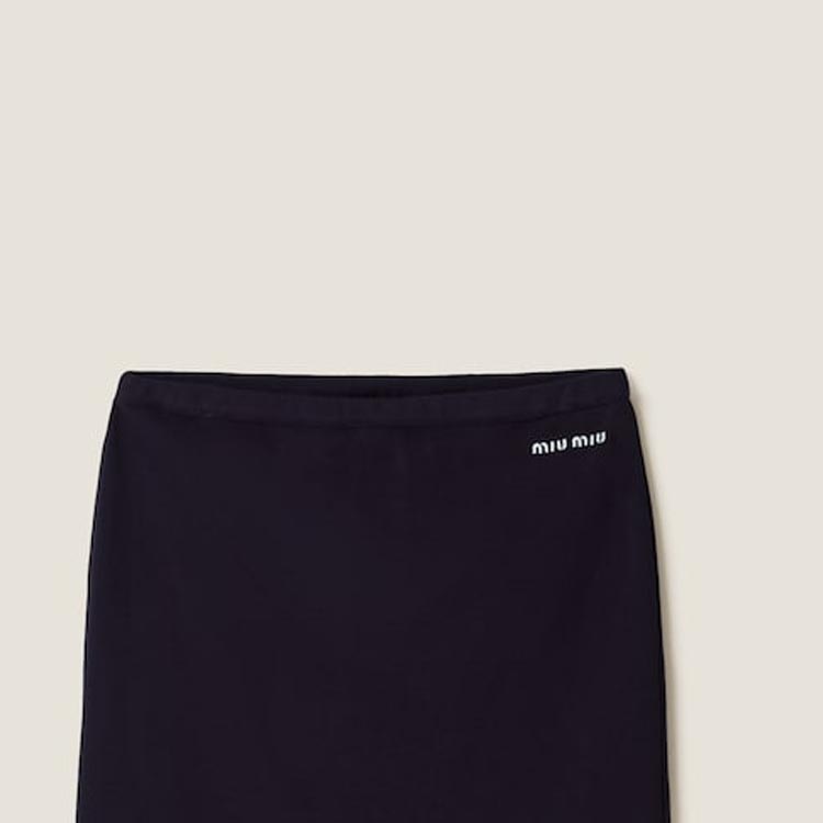 Sizing (W) MIU MIU ネイビーブルー ロゴ刺繍 ミディカジュアルニットドレス. MJD209-14RW-F0008-S-OOO