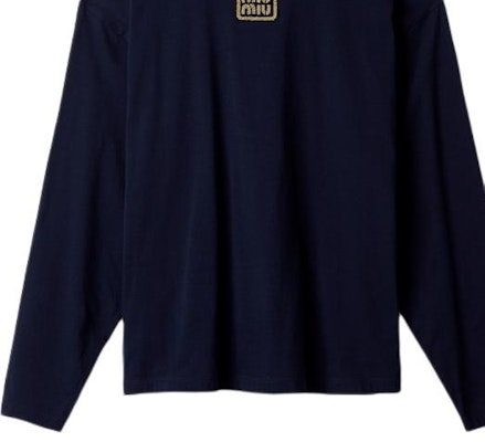 (W) MIU MIU Camiseta Oversized Azul Marino con Logo y Manga Larga. MJL862-14ER-F0124-S-232 Purchase (W) MIU MIU Camiseta Oversized Azul Marino con Logo y Manga Larga. MJL862-14ER-F0124-S-232