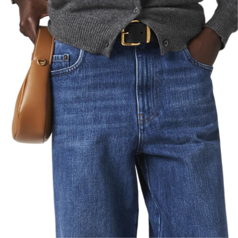 Purchase (W) MIU MIU Jeans Biru Navy Low-Waist Lurus dengan Logo Bordir. GWP435-10BF-F0008-S-OOO