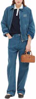 Purchase (W) MIU MIU 海軍藍短袖襯衫,附品牌刺繡標誌。 MJN559-14RW-F0008