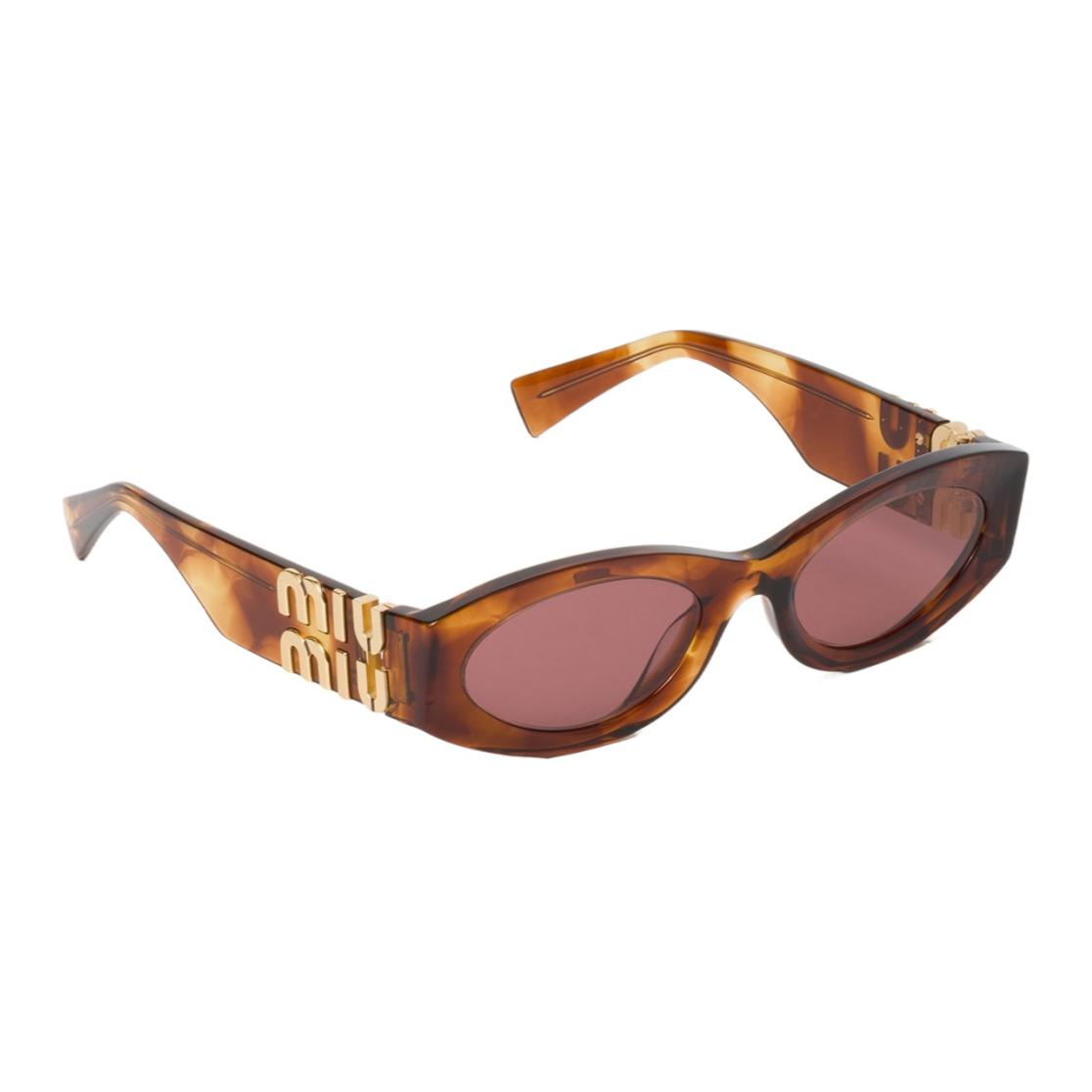 (Women) MIU MIU  Oval Acetate Brown Sunglasses with Logo Temples. SMU11WE11QC054 圖 4