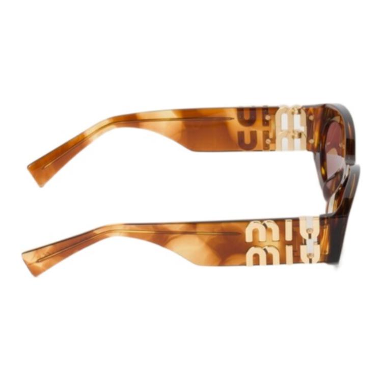 (Women) MIU MIU  Oval Acetate Brown Sunglasses with Logo Temples. SMU11WE11QC054 圖 5
