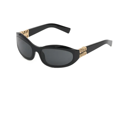 (Women) MIU MIU Oval Acetate Full-Frame Sunglasses - Black SMU14ZE16KC059