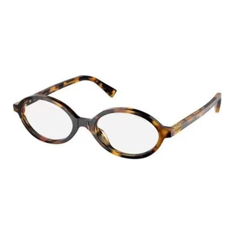 Lookbook (W) ミュウミュウ オーバル眼鏡 べっ甲柄フレーム ブルーライトレンズ付き 0MU04ZSFVAU08N50