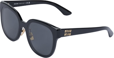 (Women) MIU MIU Oval Sunglasses Black with Letter Logo Design. MU01ZS1AB5S0 (Women) MIU MIU Oval Sunglasses Black with Letter Logo Design. MU01ZS1AB5S0