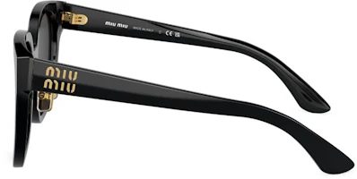 Shop (W) MIU MIU 椭圆形黑色太阳眼镜带字母标志设计 MU01ZS1AB5S0