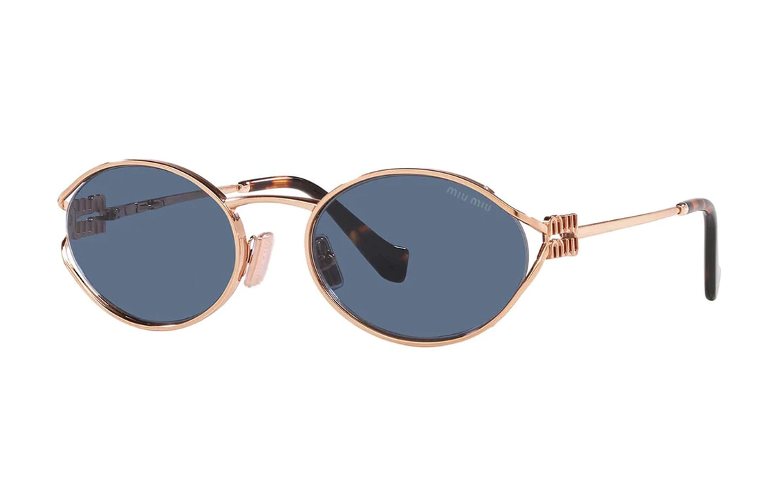 Order (W) MIU MIU Cermin Mata Oval Emas Mawar dengan Rekaan Logo & Sedia Preskripsi. SMU52YEZVFF01V1C054