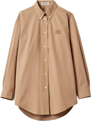 (W) MIU MIU Camisa Oversize Manga Larga Caqui con Logo Bordado. MK1626-10RG-F0241-S-AM1 Buy (W) MIU MIU Camisa Oversize Manga Larga Caqui con Logo Bordado. MK1626-10RG-F0241-S-AM1