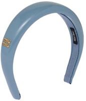 (Women) MIU MIU Patent Leather Headband with Logo in Galactic Blue. 5IH025_069_F0637 (Women) MIU MIU Patent Leather Headband with Logo in Galactic Blue. 5IH025_069_F0637