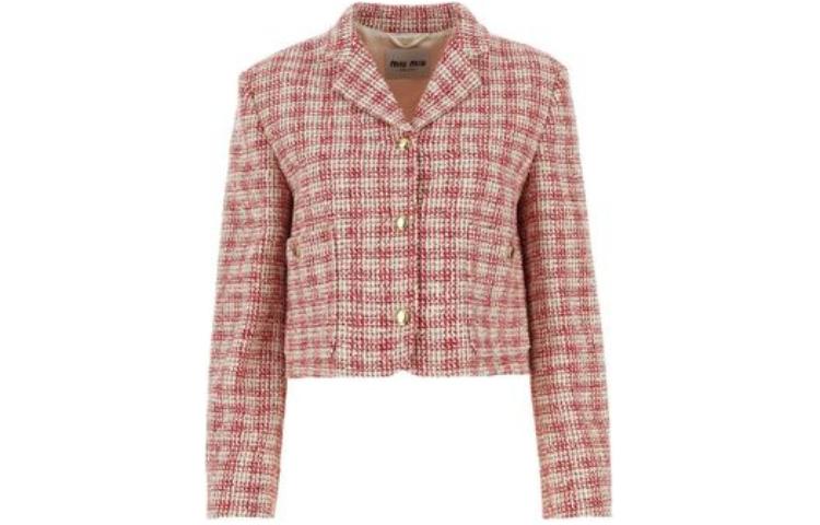 (Women) MIU MIU  Pink Checkered Button-Up Long-Sleeve Jacket MH1863-S232-14HNF-0-59I 圖 2