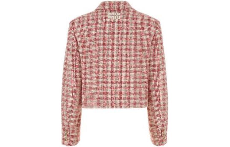 (Women) MIU MIU  Pink Checkered Button-Up Long-Sleeve Jacket MH1863-S232-14HNF-0-59I 圖 3