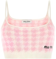 (Women) MIU MIU Pink Houndstooth Logo Embroidered Short Camisole. MMV033-11UX-F0AY1 (Women) MIU MIU Pink Houndstooth Logo Embroidered Short Camisole. MMV033-11UX-F0AY1