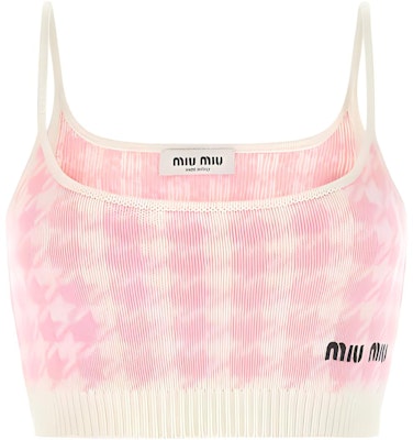 (W) MIU MIU Pink Houndstooth Logo Sulam Camisole Pendek. MMV033-11UX-F0AY1 Buy (W) MIU MIU Pink Houndstooth Logo Sulam Camisole Pendek. MMV033-11UX-F0AY1