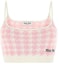 Order (W) MIU MIU Pink Houndstooth Logo Sulam Camisole Pendek. MMV033-11UX-F0AY1