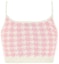 Lookbook (W) MIU MIU Pink Houndstooth Logo Sulam Camisole Pendek. MMV033-11UX-F0AY1