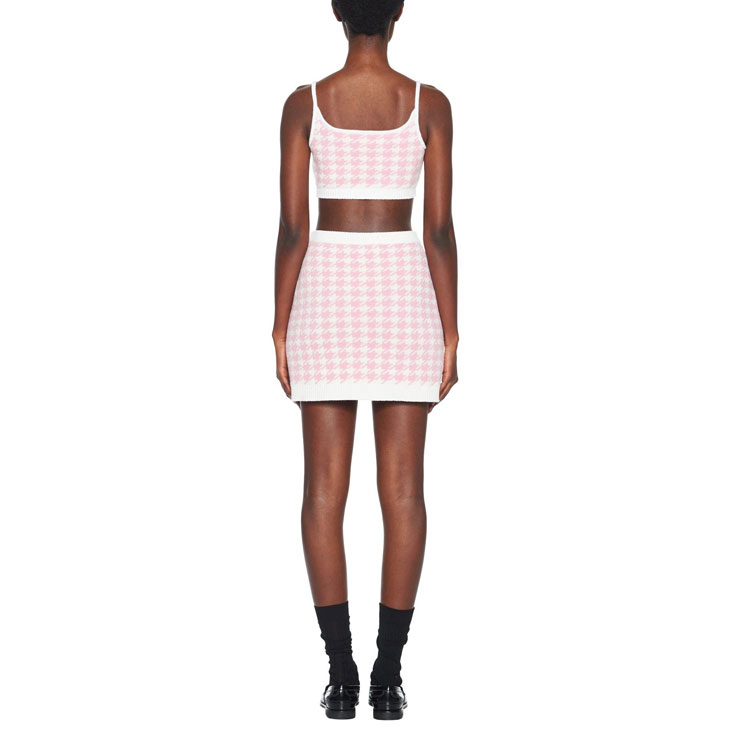 Purchase (W) ミュウミュウ ピンクハウンドトゥースロゴ刺繍ショートキャミソール MMV033-11UX-F0AY1