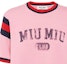 Sizing (W) MIU MIU Pink Logo Kaos Garis Detail Leher Bundar SS22. MJN395-11EE-F0638