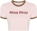 Order (W) MIU MIU粉紅Logo印花短袖短版T恤SS24休閒上衣 MJN519-115L-F03Q0-S-OOO