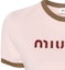 Shop (W) MIU MIU粉紅Logo印花短袖短版T恤SS24休閒上衣 MJN519-115L-F03Q0-S-OOO