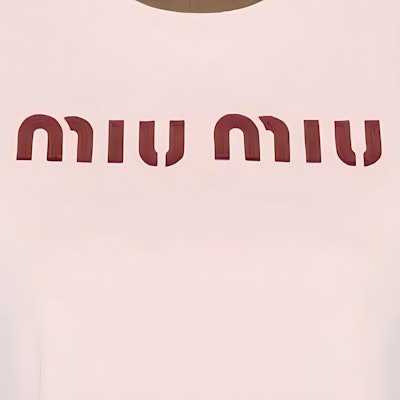 (W) MIU MIU粉紅Logo印花短袖短版T恤SS24休閒上衣 MJN519-115L-F03Q0-S-OOO Purchase (W) MIU MIU粉紅Logo印花短袖短版T恤SS24休閒上衣 MJN519-115L-F03Q0-S-OOO