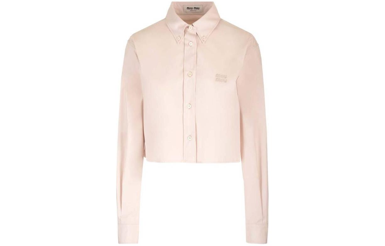 (Women) MIU MIU  Pink Long-Sleeve Short Button-Up Collar Shirt MK1694-S-OOO-10RG-F0D91