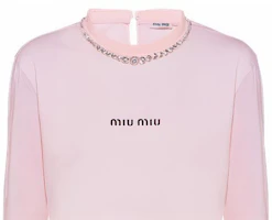 Details for (W) MIU MIU 粉色長袖水晶字母裝飾T恤 MJL732-10OO-F0E18