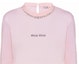 Details for (Women) MIU MIU Pink Long Sleeve T-Shirt with Crystal Letter Detailing. MJL732-10OO-F0E18