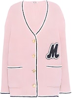 (Women) MIU MIU Pink Wool Cardigan Sweater SS22 Letter Logo Design. MH17642E37-F0028 (Women) MIU MIU Pink Wool Cardigan Sweater SS22 Letter Logo Design. MH17642E37-F0028