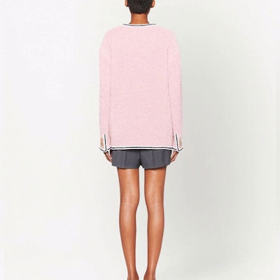 (W) MIU MIU Kardigan Bulu Merah Jambu SS22 Reka Bentuk Logo Huruf. MH17642E37-F0028 Shop (W) MIU MIU Kardigan Bulu Merah Jambu SS22 Reka Bentuk Logo Huruf. MH17642E37-F0028