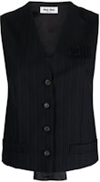 (Women) MIU MIU Pinstripe V-Neck Sleeveless Button Vest - Black MAG003-13SH-F0008-S-OOO (Women) MIU MIU Pinstripe V-Neck Sleeveless Button Vest - Black MAG003-13SH-F0008-S-OOO