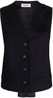 Order (Women) MIU MIU Pinstripe V-Neck Sleeveless Button Vest - Black MAG003-13SH-F0008-S-OOO