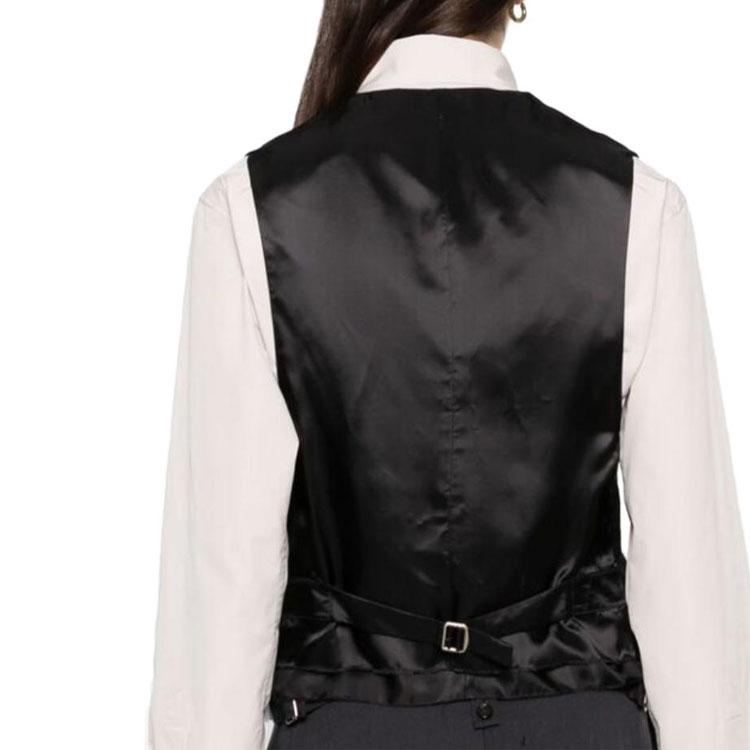 Shop (W) MIU MIU 条纹深V无袖纽扣背心 - 黑色 MAG003-13SH-F0008-S-OOO