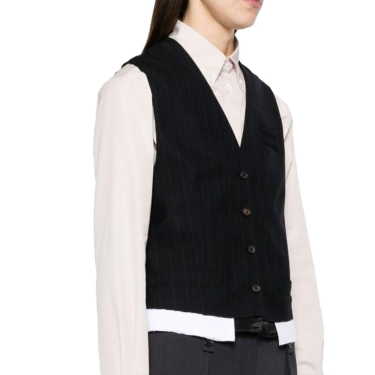 Purchase (W) MIU MIU 条纹深V无袖纽扣背心 - 黑色 MAG003-13SH-F0008-S-OOO