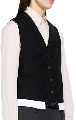 (W) MIU MIU 条纹深V无袖纽扣背心 - 黑色 MAG003-13SH-F0008-S-OOO Purchase (W) MIU MIU 条纹深V无袖纽扣背心 - 黑色 MAG003-13SH-F0008-S-OOO