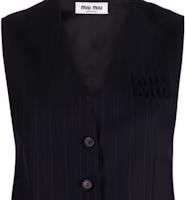 Sizing (Women) MIU MIU Pinstripe V-Neck Sleeveless Button Vest - Black MAG003-13SH-F0008-S-OOO