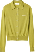 (Women) Miu Miu Pistachio Green Knit Cardigan with Logo Embroidery. MMF919-15RN-F0362-S-OOO (Women) Miu Miu Pistachio Green Knit Cardigan with Logo Embroidery. MMF919-15RN-F0362-S-OOO