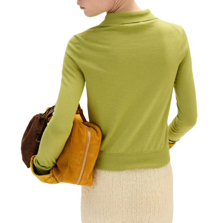 Shop (W) Miu Miu Kardigan Rajut Hijau Pistachio dengan Sulaman Logo. MMF919-15RN-F0362-S-OOO