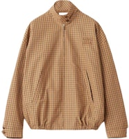 (Women) MIU MIU Plaid Embroidered Logo Zip-Up Jacket in Rope Gray. ML1066-15AJ-F0065-S-OOO (Women) MIU MIU Plaid Embroidered Logo Zip-Up Jacket in Rope Gray. ML1066-15AJ-F0065-S-OOO